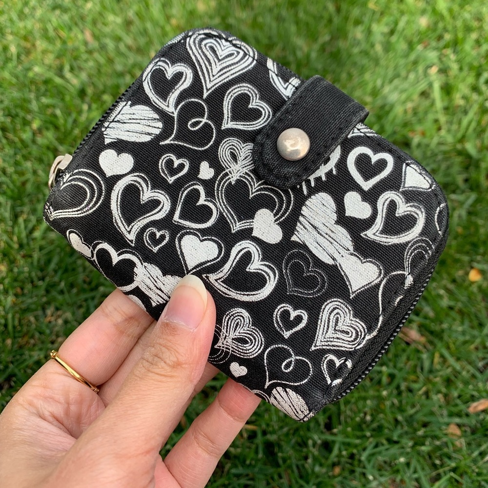 anchor blue black and white hearts bifold wallet